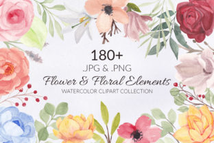 188 Flower and Floral Watercolor Set for Illustrations