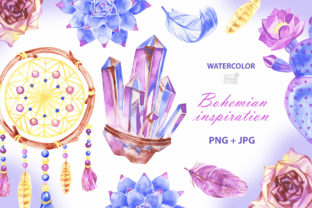 Boho Watercolor Cliparts and Illustrations
