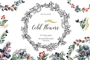 Cold Flowers - Vector Watercolor Set