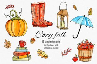 Cozy Fall Watercolor Set and Illustrations