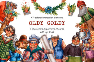 Oldy Goldy - Watercolor Clip Art Set