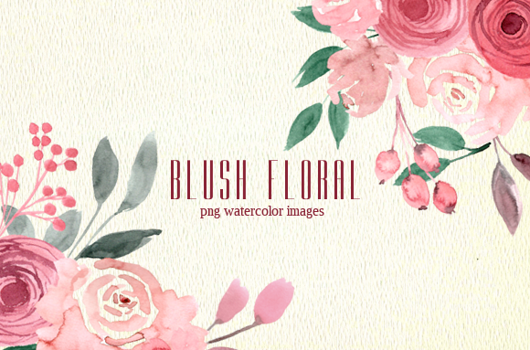 Pink Coral Floral Watercolor Clipart Set Illustrations