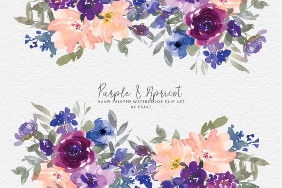 Purple Watercolor Floral Set for Illustrations