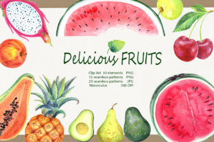 Watercolor Delicious Fruits Set Illustrations