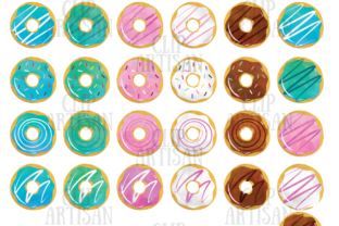 Watercolor Donuts Clipart, Illustrations