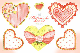 Watercolor Hearts Cliparts and Illustrations