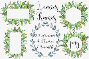 Watercolor Leaves Frames Clip Art and Illustrations