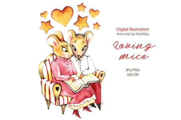 Watercolor Loving Mice Read Book