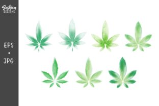 Watercolor Marijuana Leaf Vector Set