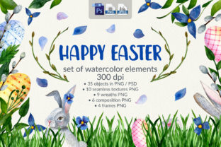 Watercolor Set for Easter Illustrations