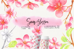 Watercolor Spring Blossom Clip Art and Illustrations