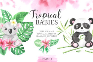 Watercolor Tropical Babies Set 1 and Illustrations
