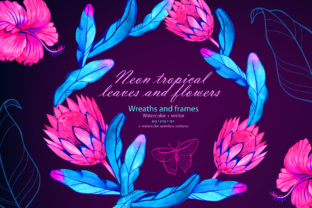 Watercolor Tropical Wreaths and Frames Illustrations